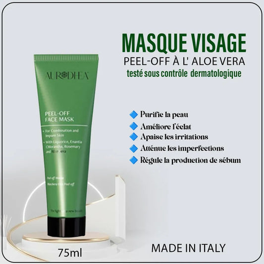 MASQUE VISAGE PEEL-OFF  CLARIFIANT ET ÉCLAIRCISSANT À L'ALOE VERA, LA RÉGLISSE - POUR LES PEAUX MIXTES, GRASSES ET IMPURES